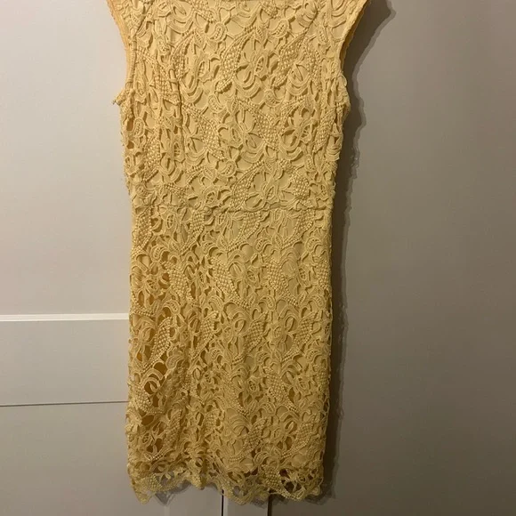 New York & Company Yellow Lace Midi Dress - Picture 2 of 5